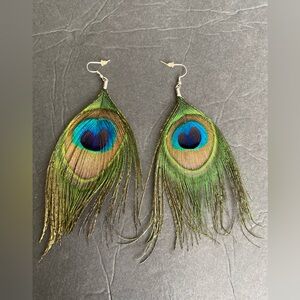 Peacock feather style earrings